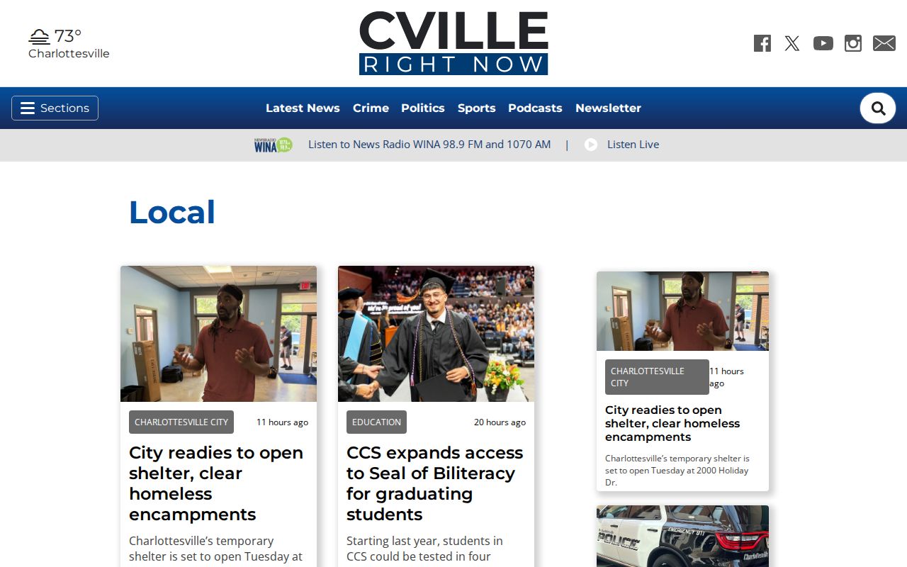 Cville Right Now local Orange County crime news reporting interface