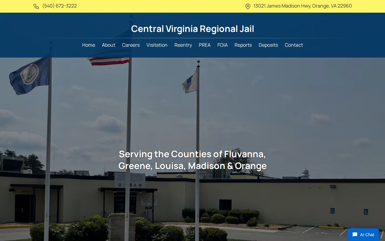 Central Virginia Regional Jail Orange County custody and records navigation
